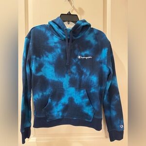 Champion Women’s Blue and Turquoise Tie-Dye Hoodie